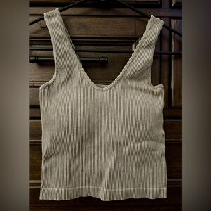 Altar’d State AS Revival Ribbed Tank - Olive Fade - One Size Fits All - EUC